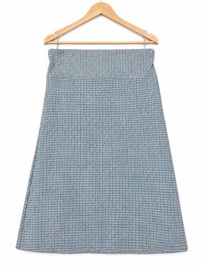 Aritzia Wilfred Blue Gingham Seersucker Strapless Mini Dress XL 98965 Summer